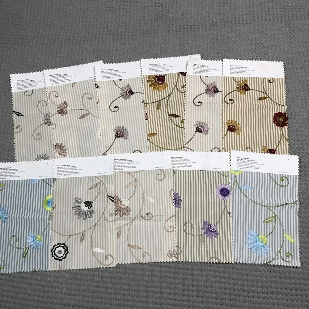 Vervain Fabric Swatches 14pc Viscose Poly Damask Striped Floral Designer Craft